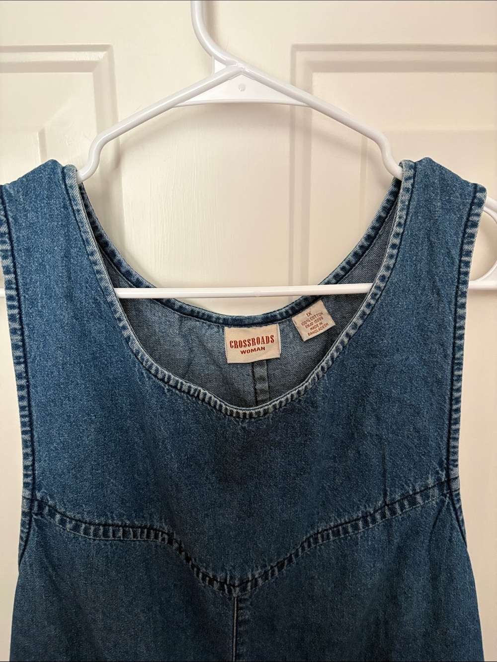 Classic Blue Denim Sleeveless Midi Dress - Picture 2 of 6